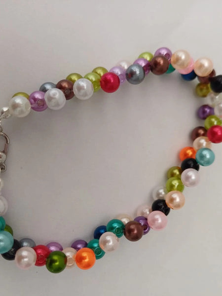 🌸 Vintage-Inspired Multicolor Beaded Bracelet 🌸 with two rows of round beads and a metal clasp, beautifully arranged on a white background—ideal for your ExportYourStore export listings.