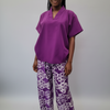 Relaxed Fit V-Neck Tunic and Geometric Print Trousers