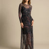 Sheer Mesh Maxi Dress – Midnight Bloom Print