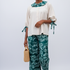 Emerald Green Kampala Two-Piece Set – Classic Collared Top & Patterned Pants